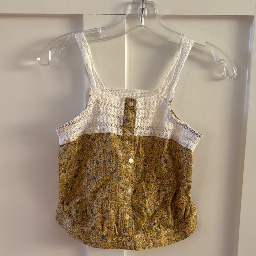 White and Gold Smocked Sleeveless Tank Top
